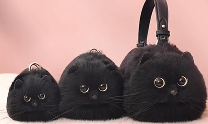 Handmade Plush Cat Bag Messenger Bag