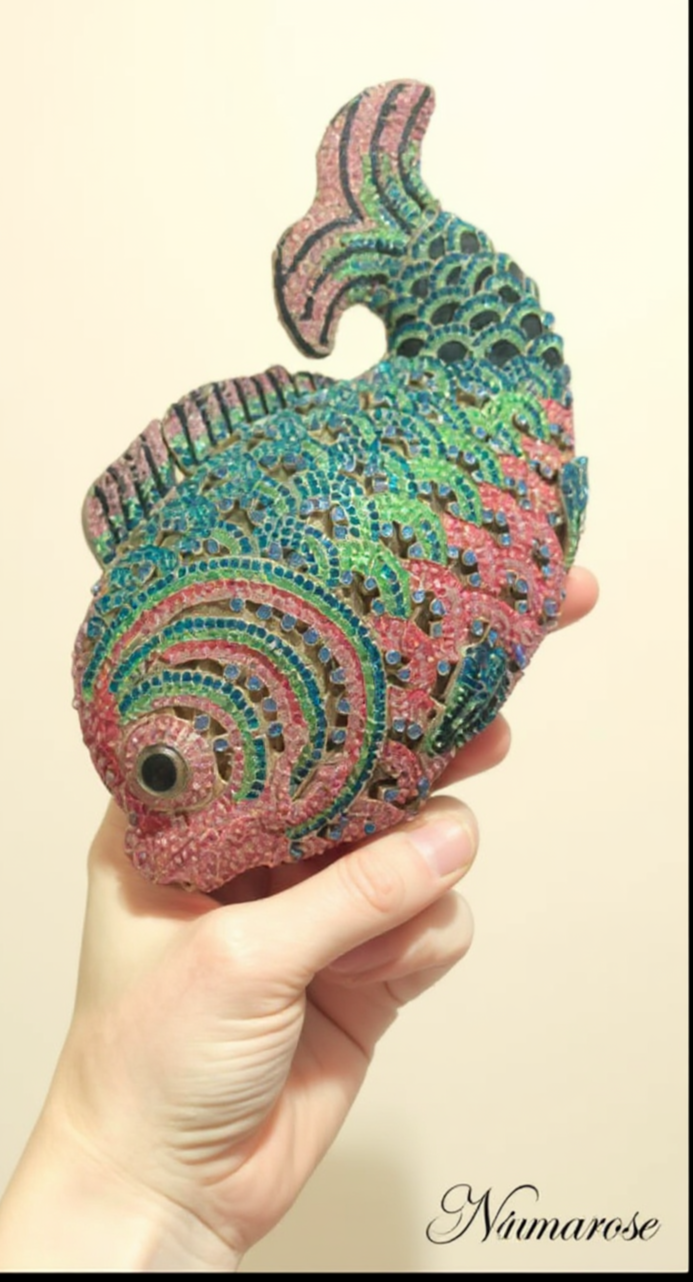 Handmade Goldfish Rhinestone Evening Clutch Bag