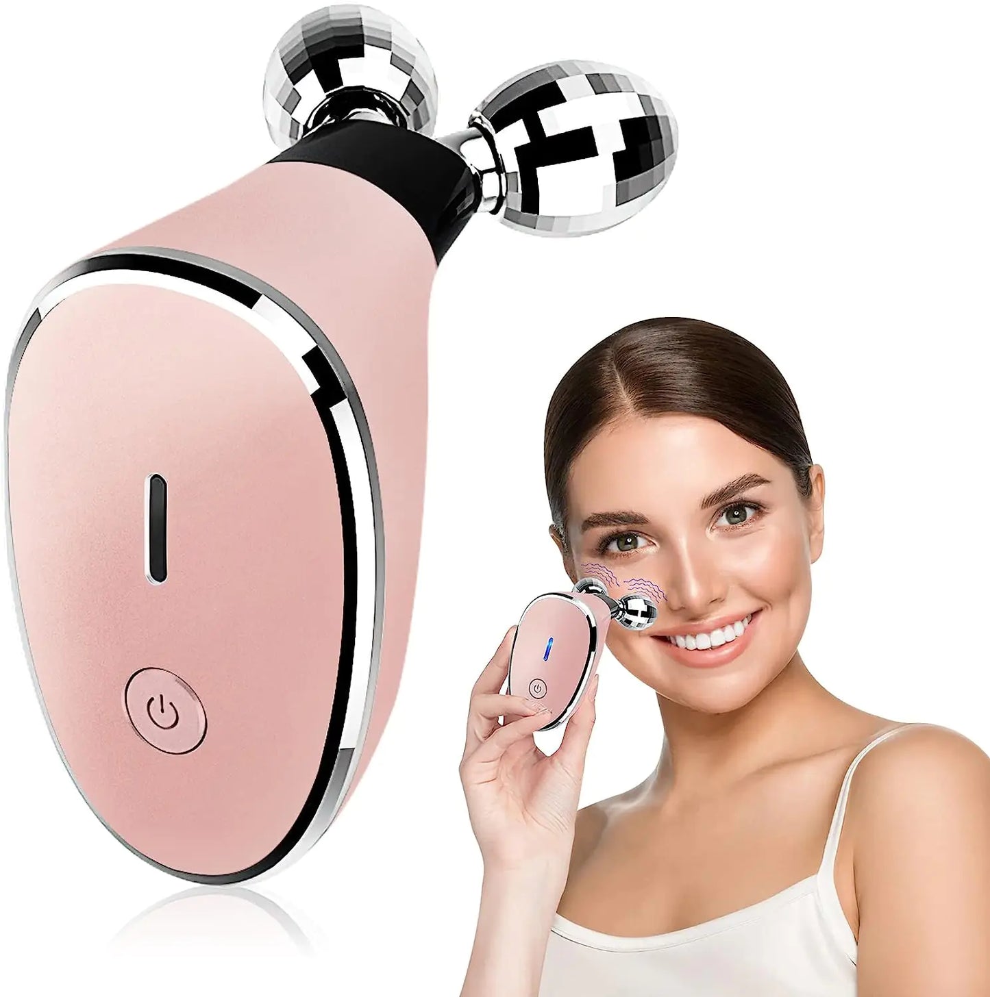 Electric Dual Ball Facial Massage Roller with EMS