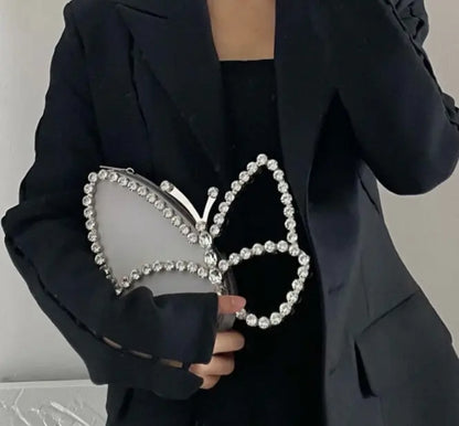 Luxury Rhinestone Butterfly Clutch Bag for Women