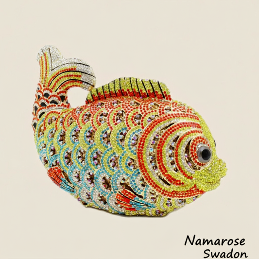 Handmade Goldfish Rhinestone Evening Clutch Bag