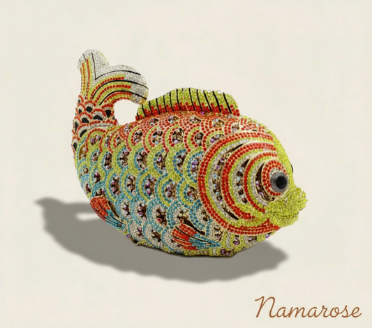 Handmade Goldfish Rhinestone Evening Clutch Bag