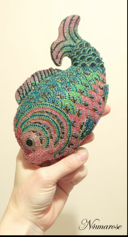 Handmade Goldfish Rhinestone Evening Clutch Bag